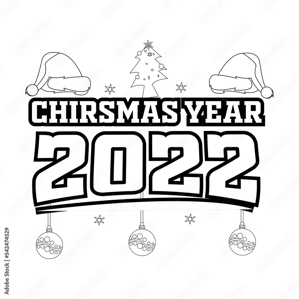 Merry Christmas Coloring page. Christmas line art coloring page design