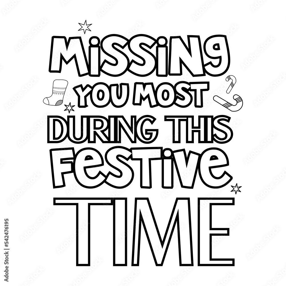 Merry Christmas Coloring page. Christmas line art coloring page design