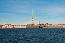 View On Trubetskoy Bastion And Peter-Pavel Cathedral At Zayachy(Rabbit) Island In Saint-Petersburg, Russia