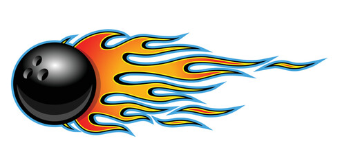 Bowling ball vector image with tribal fire flame printable car sticker motorcycle decal sport logo template