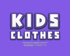 Leinwandbilder - Stylish emblem Kids Clothes with cartoon creative 3d font on blue background