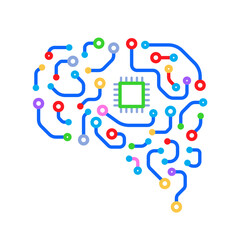 Poster - brain icon play and learn concept colorful background