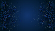 Navy Christmas Background With Snowflakes And Gold Sequins