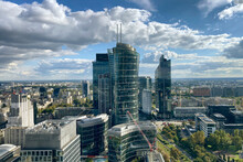 Warsaw City With Modern Skyscraper In Poland.