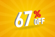 67 Percent Off 3D Special Promotional Campaign Design. 67% Off 3D Discount Offer For Sale And Marketing.