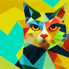 Vector Polygonal Illustration Of Animals Cat