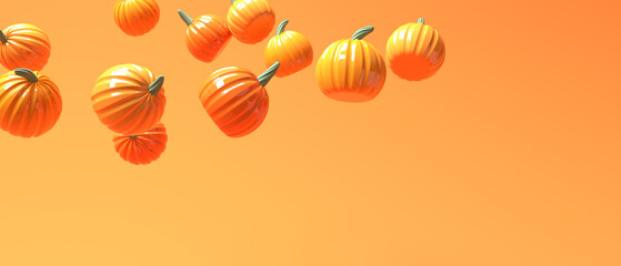 Poster - Autumn pumpkins - Harvest and Thanksgiving theme - 3D render