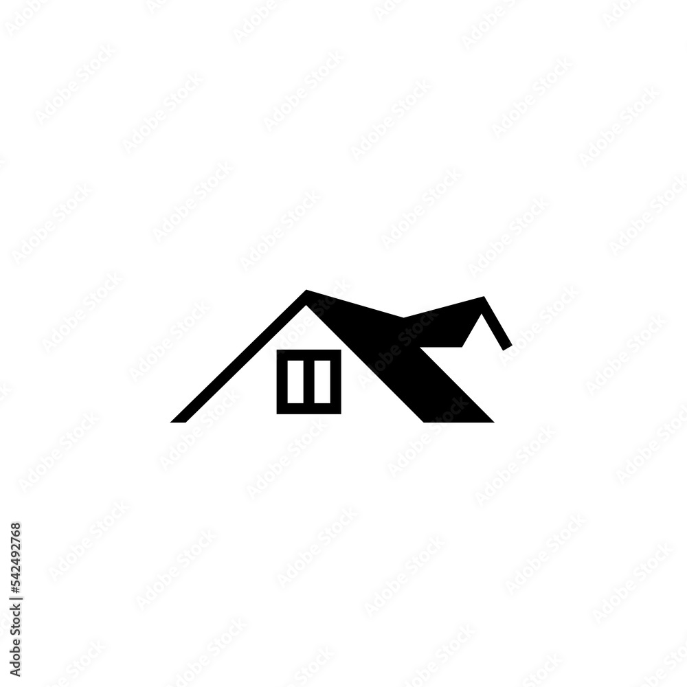 House roof icon logo vector silhouette. Flat roof house symbol estate ...