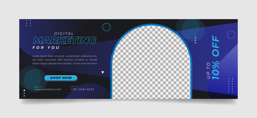 Wall Mural - marketing facebook cover page timeline web ad banner template with photo place. modern and creative 