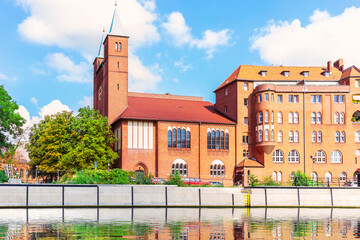 Wall Mural - Evangelical Church and view of the river Spree in Berlin, Germany