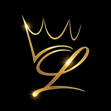 Gold Monogram Crown Logo Initial Letter L