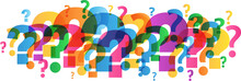 Overlapping Colorful Questions Marks Banner On Transparent Background