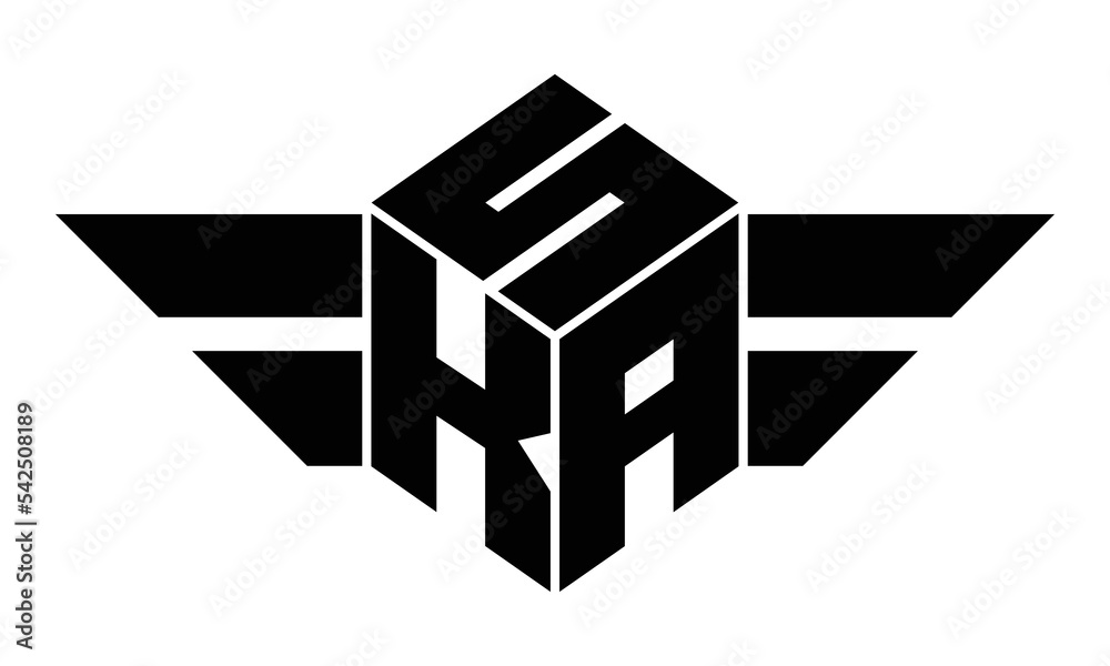 SKA three letter gaming logo in polygon cube shape logo design vector ...