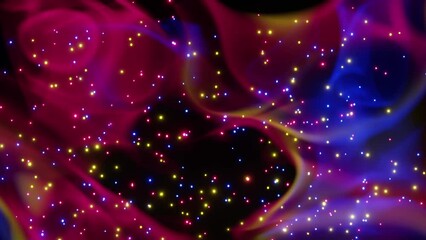 Wall Mural - 3d animation of bright colorful magical stylized smoke and floating particles