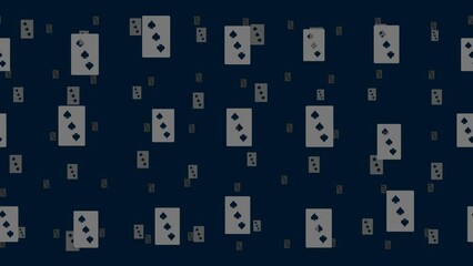 Poster - Three of Spades playing cards float horizontally from left to right. Parallax fly effect. Floating symbols are located randomly. Seamless looped 4k animation on dark blue background