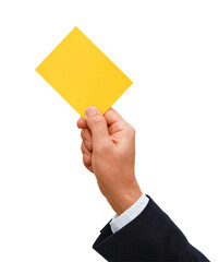 Wall Mural - gesture series: hand holding yellow card.