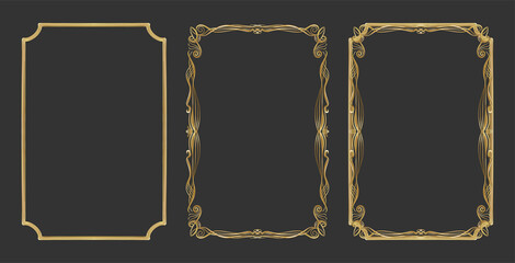 Golden vertical frame made by hand. For your illustrations and books.