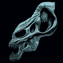 Alien Skull Vector Image Hand Drawing Style
