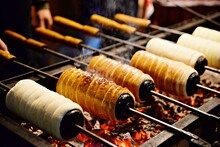 Chimney cake or kurtos kalacs is a traditional sweet in Hungary, Budapest especially at wintertime at the Christmas Market