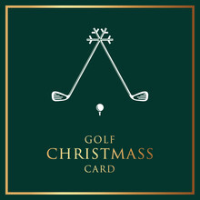 Golf Christmas Card - Simple And Clean - Vector. Merry Christmas And Happy New Year Text 