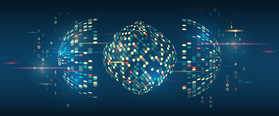 Leinwandbilder - Big data visualization. Futuristic network or business analytics. Structuring the flow of information. Data analytics concept. Sorting a large amount of data on a dark background.