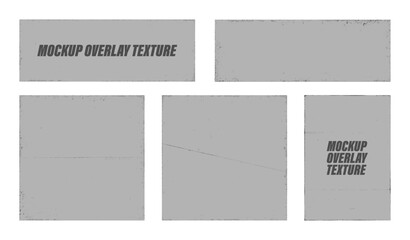 Poster - Overlay cover CD album or vinyl record with vintage effect, folded paper, frayed edges, worn corners and traces of antiquity. Grainy effect in overlay frame textures. Stamps backdrop set. Vector set