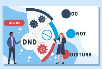 Wall Mural - DND - Do Not Disturb acronym. business concept background.  vector illustration concept with keywords and icons. lettering illustration with icons for web banner, flyer, landing