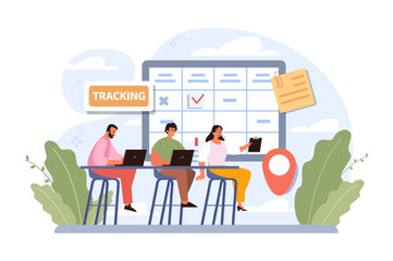 Poster - Project tracking concept. Successful business project planning