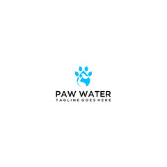 Paw and water drop logo design template