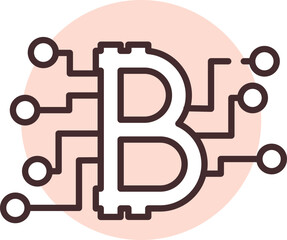 Sticker - Blockchain digital, icon, vector on white background.