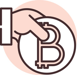 Sticker - Blockchain coin, icon, vector on white background.