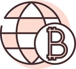 Sticker - Blockchain global, icon, vector on white background.