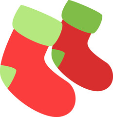 Sticker - Christmas socks, icon, vector on white background.