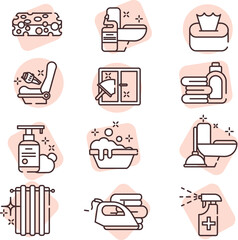 Poster - Home Cleaning , icon, vector on white background.