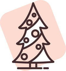 Sticker - Event christmas tree decorations, icon, vector on white background.