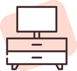 Sticker - Furniture TV set, icon, vector on white background.