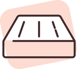 Sticker - Home textile thick mattress, icon, vector on white background.