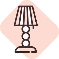 Wall Mural - Light table lamp, icon, vector on white background.