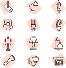 Poster - Light icon set, icon, vector on white background.