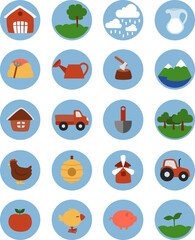 Sticker - Rural life icon set, icon, vector on white background.