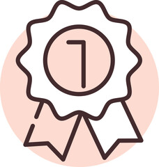 Sticker - Team work first place, icon, vector on white background.