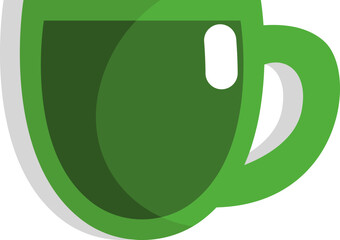 Poster - Green tea in a cup, icon, vector on white background.