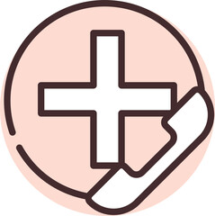 Sticker - Hospital call, icon, vector on white background.