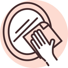 Sticker - Sanitation mirror, icon, vector on white background.