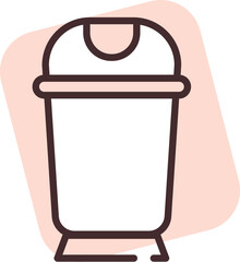 Poster - Sanitation trash can, icon, vector on white background.