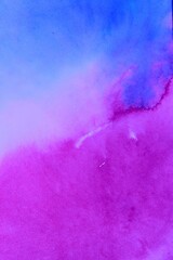 Wall Mural - Abstract blue-pink watercolor background. Hand-painted paper with blur and ombre effect. Blurred lines and spots. Background for the cover of a laptop, notebook.