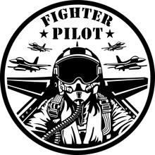 Fighter Pilot Vector Design Isolated On White Background	