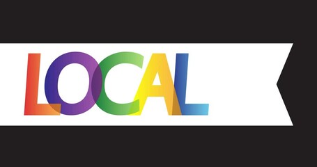 Poster - Animated white retro, vintage ribbon with the text Local.