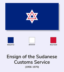 Wall Mural - Vector Illustration of Ensign of the Sudanese Customs Service (1956-1970) flag isolated on light blue background. As close as possible to the original. ready to use, easy to edit.