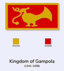 Wall Mural - Vector Illustration of Kingdom of Gampola (1341-1408) flag isolated on light blue background. As close as possible to the original. ready to use, easy to edit. vector eps 10.